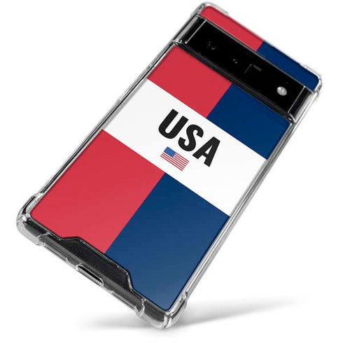 American Flag Color Block Google Pixel 6 Clear Case